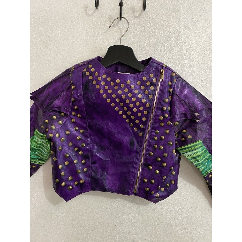 Disney Descendants Mal Moto Jacket Faux Leather Purple Size 9/10 Costume M22